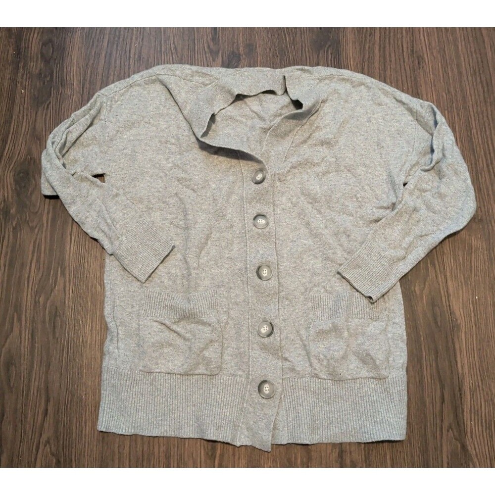 Loft Cardigan Sweater Women's Size Small Gray Button Down